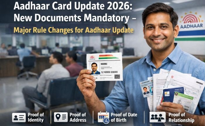 Aadhaar Card Update 2026: ಹೊಸ ದಾಖಲೆಗಳು ಕಡ್ಡಾಯ – ಆಧಾರ್ ಅಪ್ಡೇಟ್ ನಿಯಮಗಳಲ್ಲಿ ದೊಡ್ಡ ಬದಲಾವಣೆ