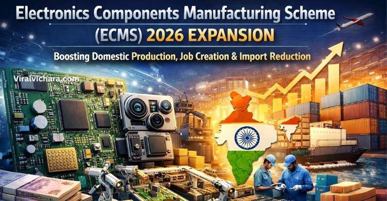 Electronics Components Manufacturing Scheme (ECMS) 2026 ವಿಸ್ತರಣೆ – ದೇಶೀಯ ಉತ್ಪಾದನೆ, ಉದ್ಯೋಗ ಸೃಷ್ಟಿ ಮತ್ತು ಆಮದು ಕಡಿತಕ್ಕೆ ಬಜೆಟ್ ಉತ್ತೇಜನ