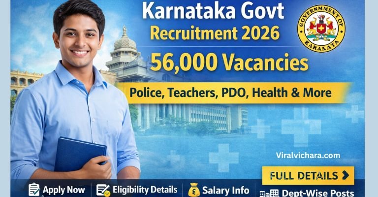 Karnataka Govt Recruitment 2026: 56,000 ಸರ್ಕಾರಿ ಹುದ್ದೆಗಳ ಭರ್ತಿ ಯೋಜನೆ – ಇಲಾಖೆವಾರು ವಿವರ