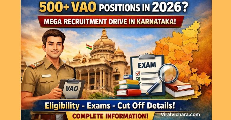 2026ರಲ್ಲಿ 500+ VAO ಹುದ್ದೆಗಳು? ಕರ್ನಾಟಕದಲ್ಲಿ ಭರ್ಜರಿ ನೇಮಕಾತಿ ಸಿದ್ಧತೆ – ಅರ್ಹತೆ, ಪರೀಕ್ಷೆ, Cut Off ಸಂಪೂರ್ಣ ಮಾಹಿತಿ