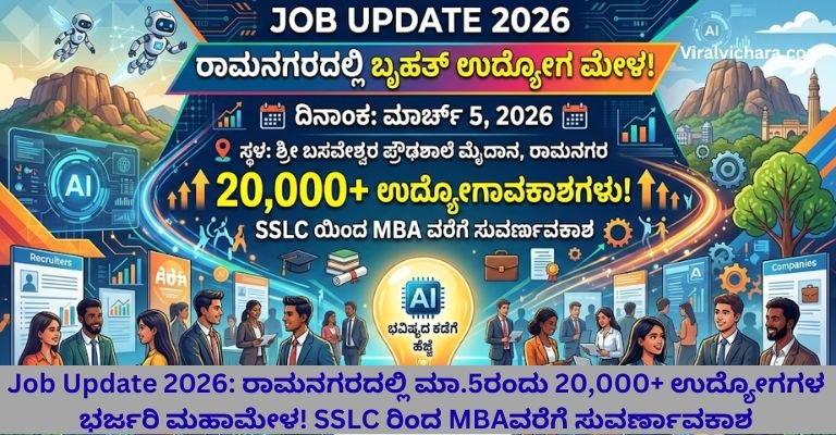 Job Update 2026: ರಾಮನಗರದಲ್ಲಿ ಮಾ.5ರಂದು 20,000+ ಉದ್ಯೋಗಗಳ ಭರ್ಜರಿ ಮಹಾಮೇಳ! SSLC ರಿಂದ MBAವರೆಗೆ ಸುವರ್ಣಾವಕಾಶ