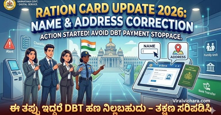 Ration Card Update 2026: ರೇಷನ್ ಕಾರ್ಡ್‌ನಲ್ಲಿ ಹೆಸರು, ವಿಳಾಸ ತಿದ್ದುಪಡಿ ಪ್ರಕ್ರಿಯೆ ಆರಂಭ! ಈ ತಪ್ಪು ಇದ್ದರೆ DBT ಹಣ ನಿಲ್ಲಬಹುದು – ತಕ್ಷಣ ಸರಿಪಡಿಸಿ